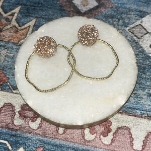 Gold and Brown Beaded Hoop Earrings